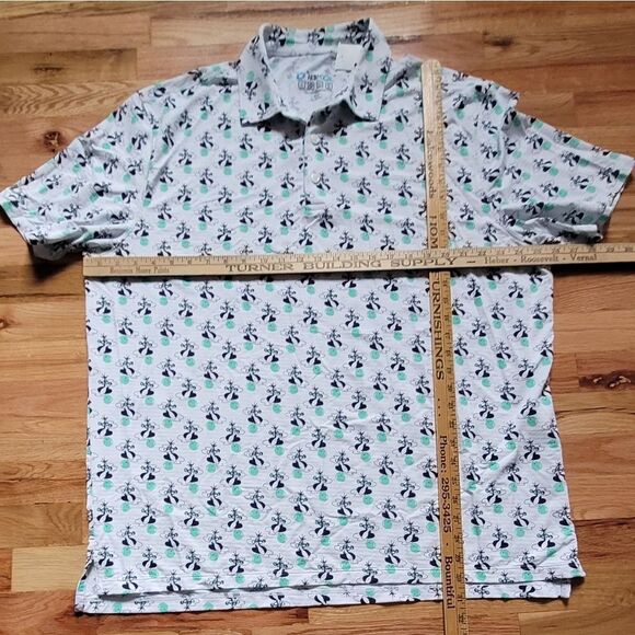 IBKUL Polo Retro Bowl Print UPF Quick Dry Golf Shirt XXL - Picture 6 of 7